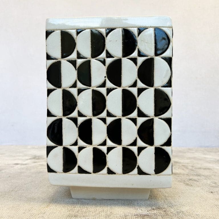 Mid Century Abstract Print Ceramic Planter
