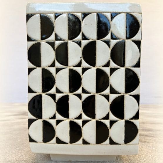 Mid Century Abstract Print Ceramic Planter