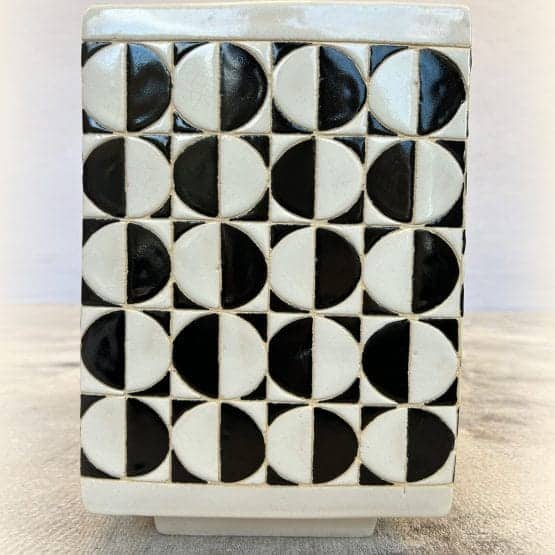 Mid Century Abstract Print Ceramic Planter