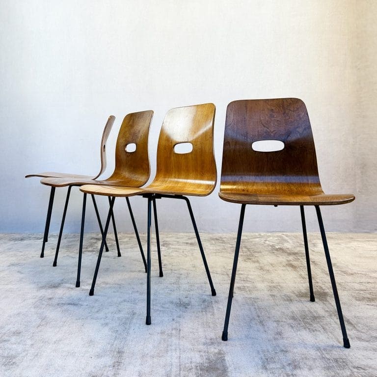 Set of Four Mid Century Robin Day Q-Rod Dining Chairs