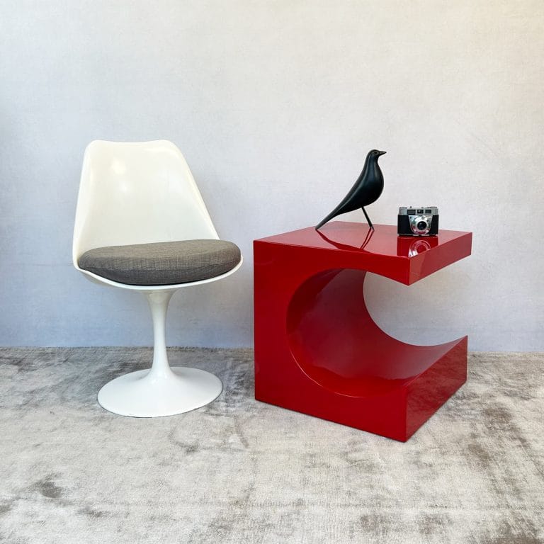 Vintage Red Acrylic Abstract Side Table