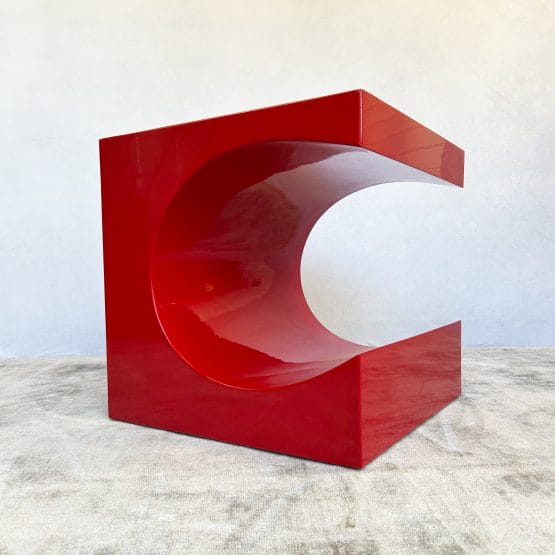 Vintage Red Acrylic Abstract Side Table