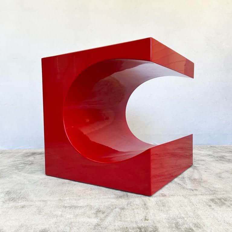 Vintage Red Acrylic Abstract Side Table