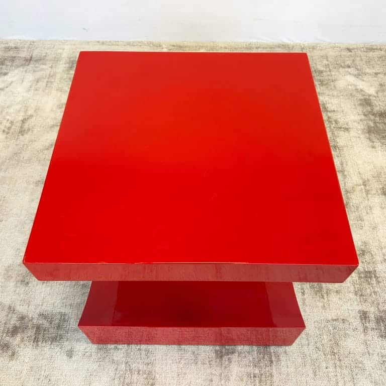 Vintage Red Acrylic Abstract Side Table