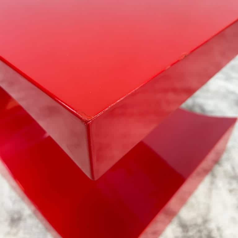 Vintage Red Acrylic Abstract Side Table