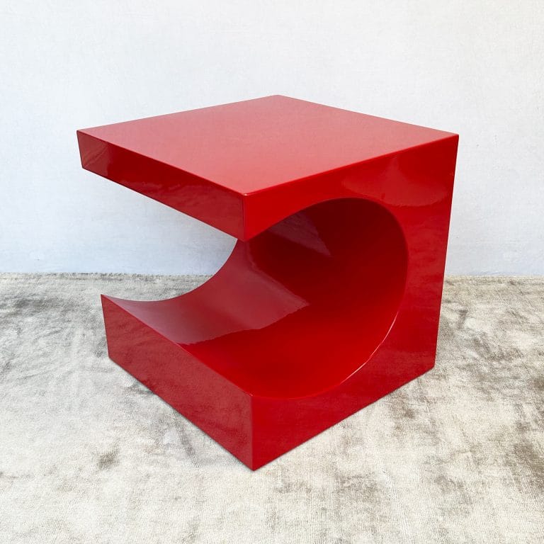 Vintage Red Acrylic Abstract Side Table