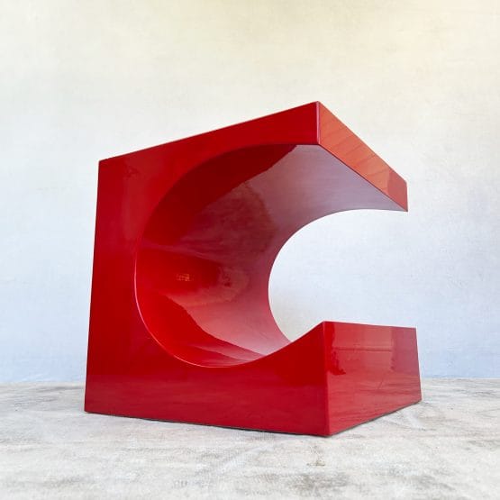 Vintage Red Acrylic Abstract Side Table