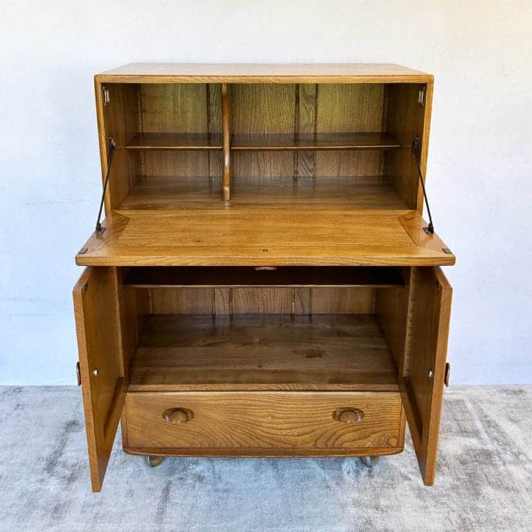 Mid Century Ercol Windsor Elm Drinks Cabinet