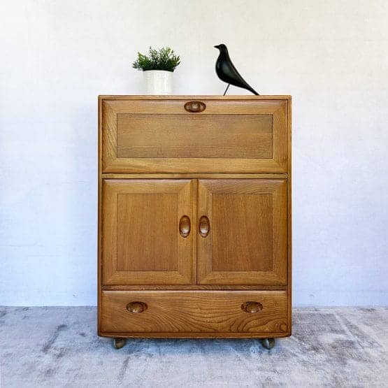 Mid Century Ercol Windsor Elm Drinks Cabinet