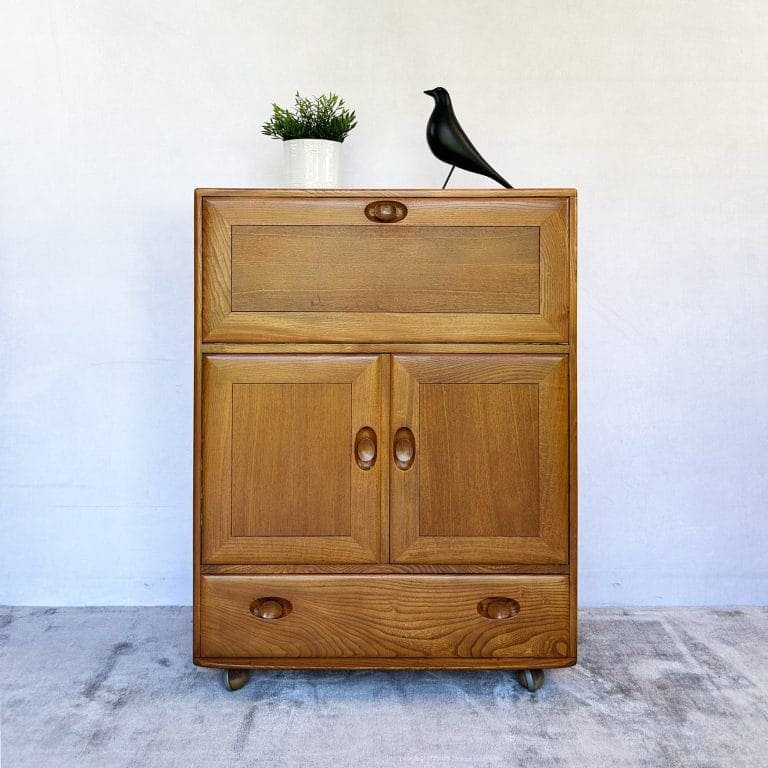 Mid Century Ercol Windsor Elm Drinks Cabinet