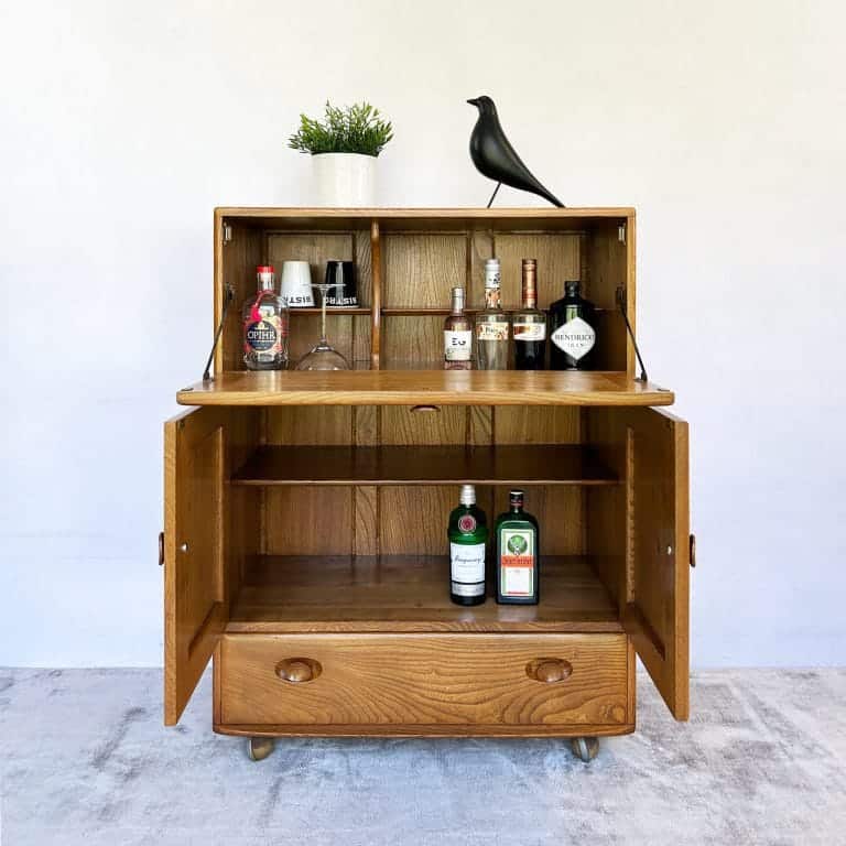 Mid Century Ercol Windsor Elm Drinks Cabinet