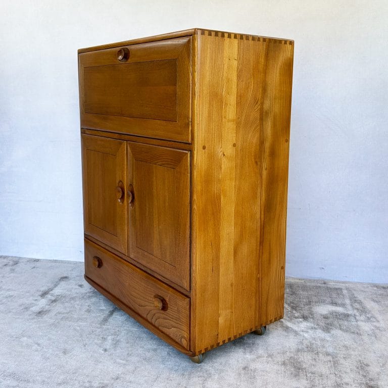 Mid Century Ercol Windsor Elm Drinks Cabinet