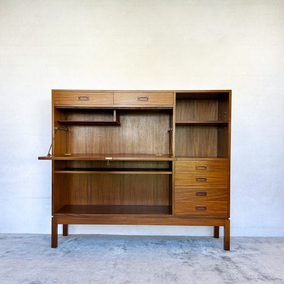 Mid Century Military Bookcase Bureau Drinks Cabinet by Mann Egerton