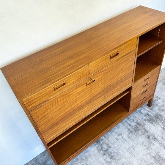 Mid Century Military Bookcase Bureau Drinks Cabinet by Mann Egerton