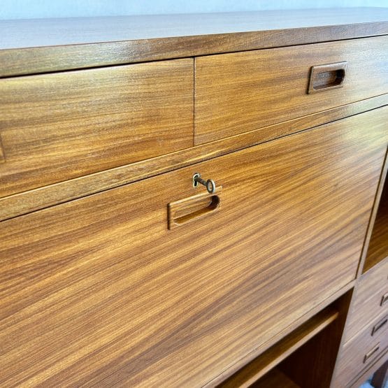 Mid Century Military Bookcase Bureau Drinks Cabinet by Mann Egerton