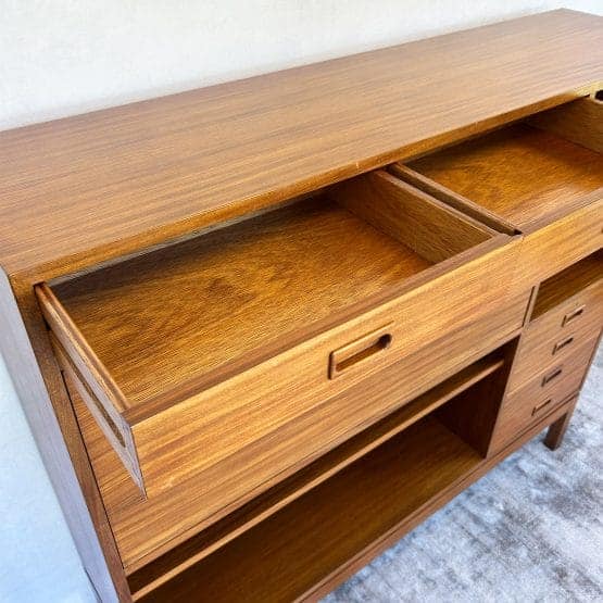 Mid Century Military Bookcase Bureau Drinks Cabinet by Mann Egerton