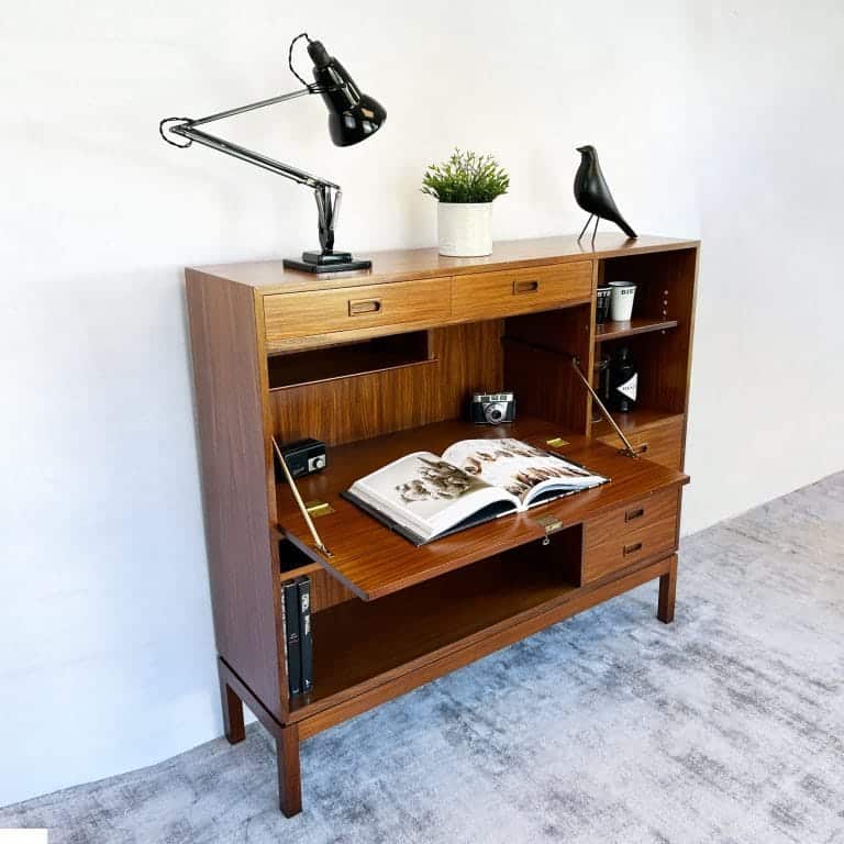Mid Century Military Bookcase Bureau Drinks Cabinet by Mann Egerton