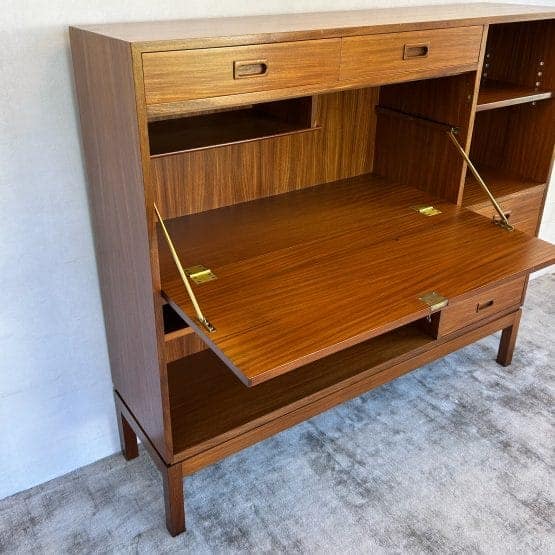 Mid Century Military Bookcase Bureau Drinks Cabinet by Mann Egerton