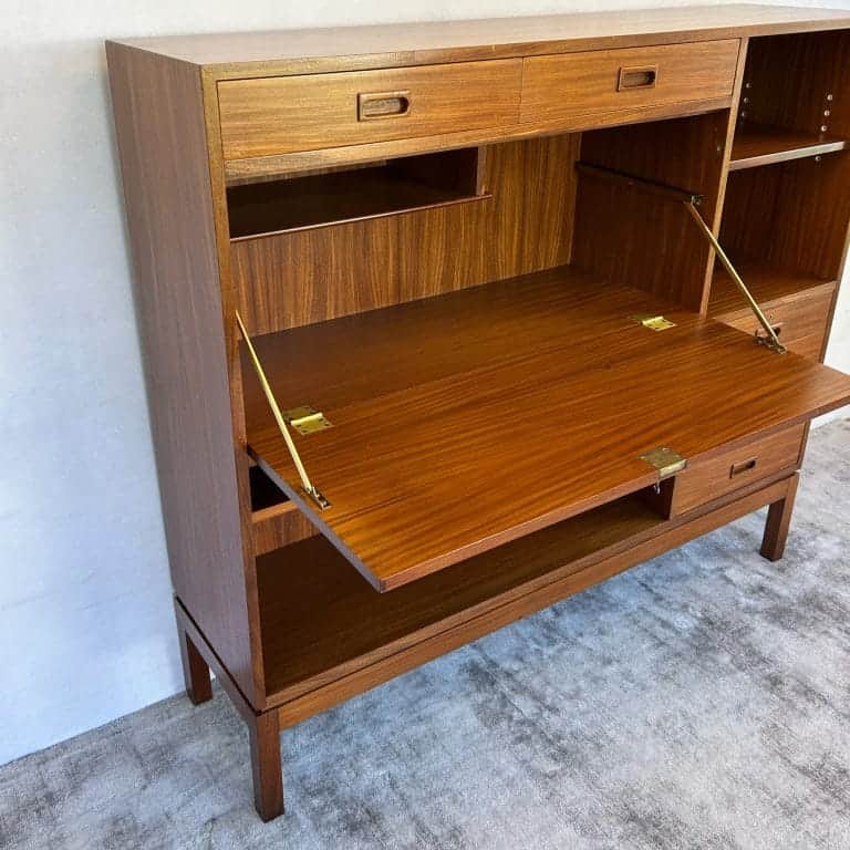 Mid Century Military Bookcase Bureau Drinks Cabinet by Mann Egerton