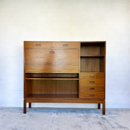 Mid Century Military Bookcase Bureau Drinks Cabinet by Mann Egerton