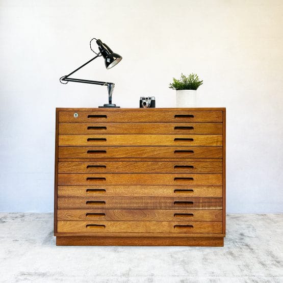 Mid Century Plan Chest / Architects Drawers