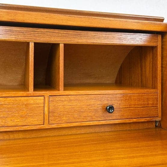Mid Century Swedish Teak Roll Top Bureau by Egon Østergaard for Svensk Mobelindustri