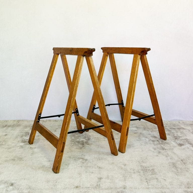 Vintage Oak Folding Trestle Stands