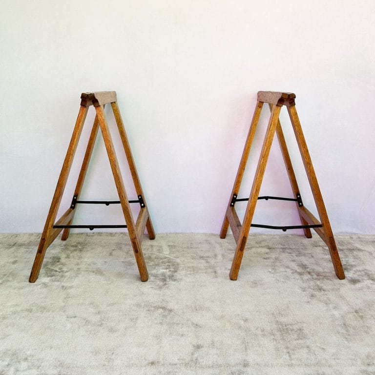 Vintage Oak Folding Trestle Stands