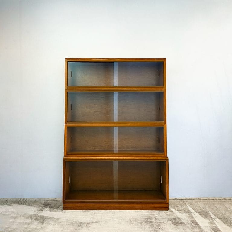 Mid Century 4 Section Glazed Oak Bookcase
