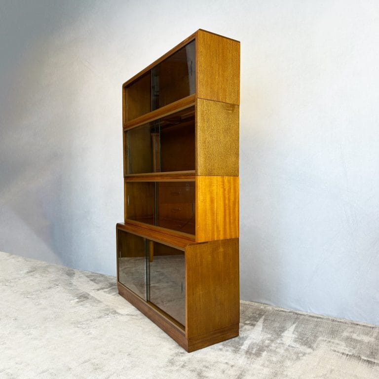 Mid Century 4 Section Glazed Oak Bookcase
