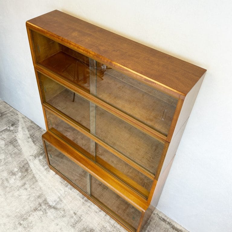 Mid Century 4 Section Glazed Oak Bookcase