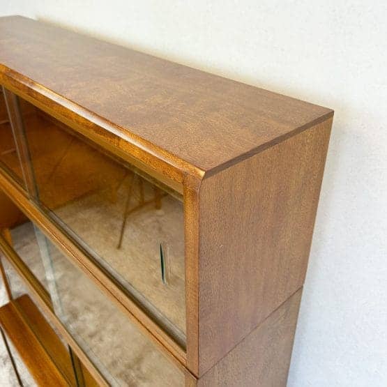 Mid Century 4 Section Glazed Oak Bookcase