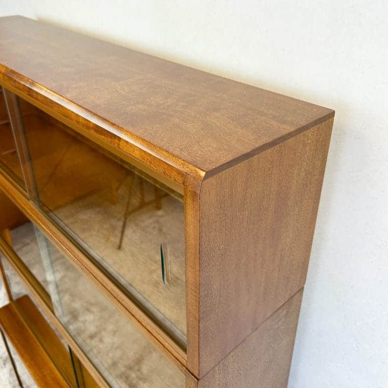 Mid Century 4 Section Glazed Oak Bookcase