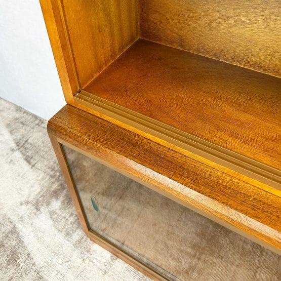 Mid Century 4 Section Glazed Oak Bookcase