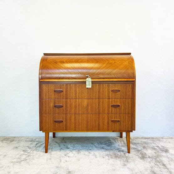 Mid Century Roll Top Bureau by Egon Østergaard for Svensk Mobelindustri