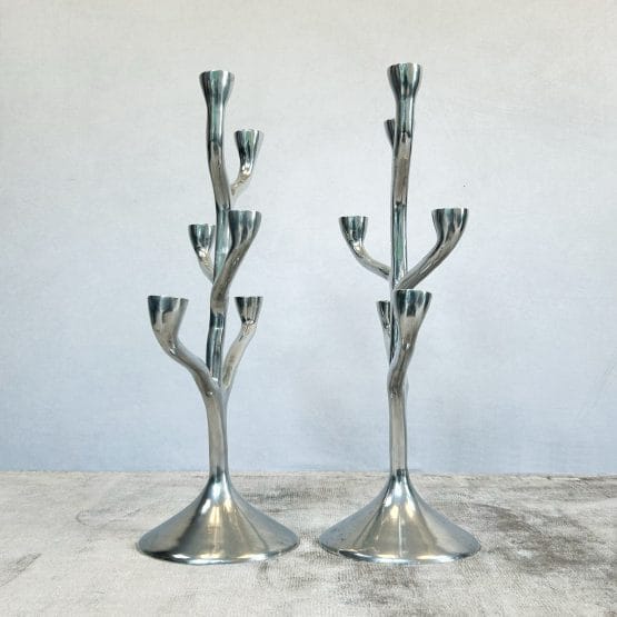 Pair of Danish Modern Six Branch Candelabras