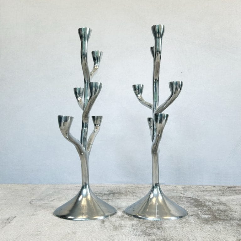 Pair of Danish Modern Six Branch Candelabras