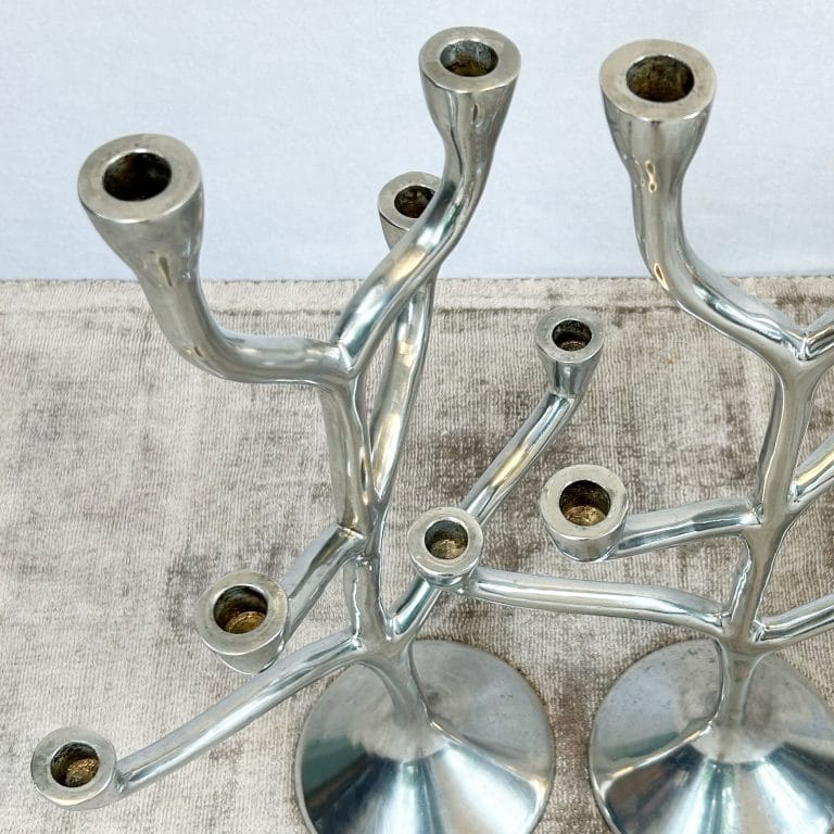 Pair of Danish Modern Six Branch Candelabras