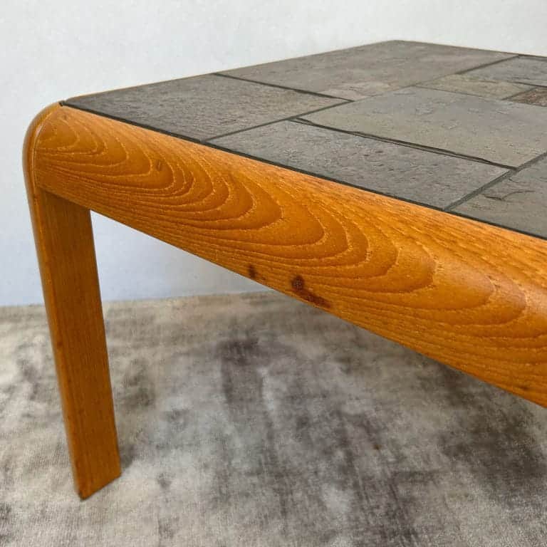 Pair of Slate & Teak Danish Modern Coffee Tables by Poul H Poulsen For Gangso Mobler