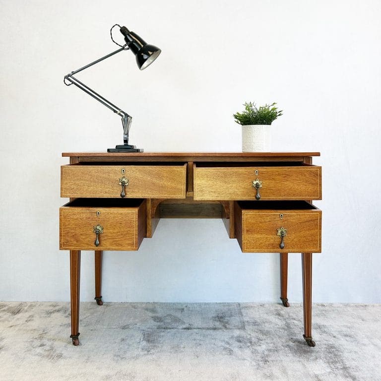 Vintage Edwardian Inlaid Mahogany Dressing Desk