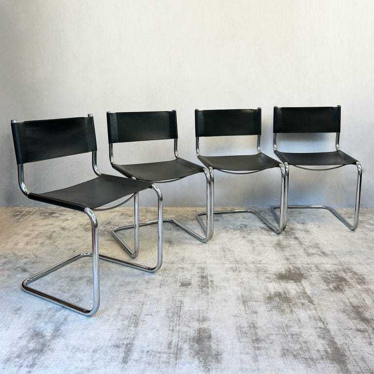 Four Vintage Habitat Black & Chrome Mart Stam Cantilever Chairs