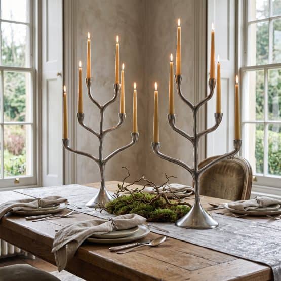 Pair of Danish Modern Six Branch Candelabras