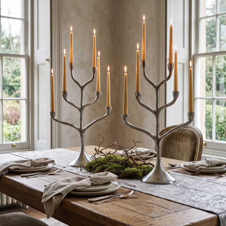 Pair of Danish Modern Six Branch Candelabras