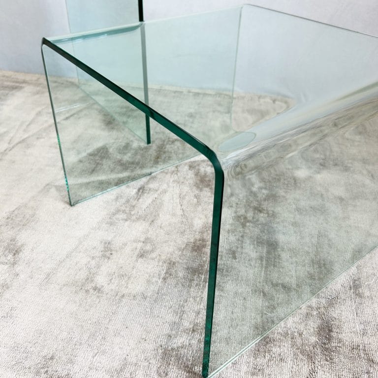 Vintage Curved Tinted Glass Nest of Tables - Set of Two