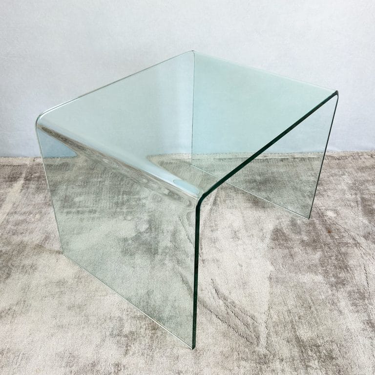 Vintage Curved Tinted Glass Nest of Tables - Set of Two
