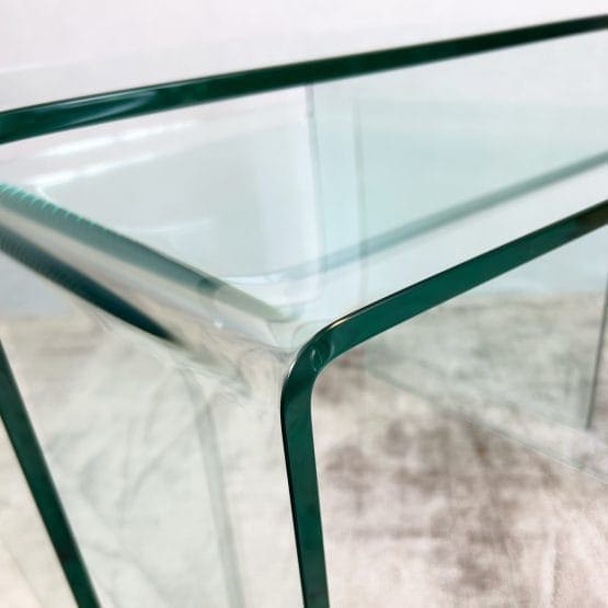 Vintage Curved Tinted Glass Nest of Tables - Set of Two