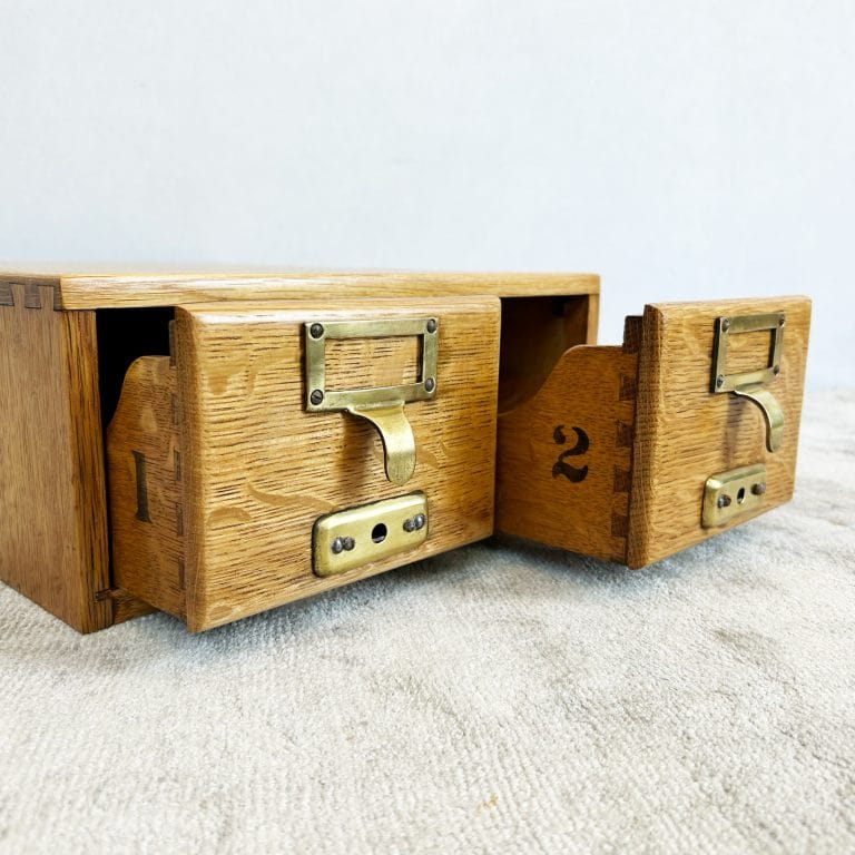 Vintage Light Oak Double Index Drawers