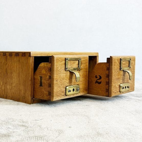 Vintage Light Oak Double Index Drawers