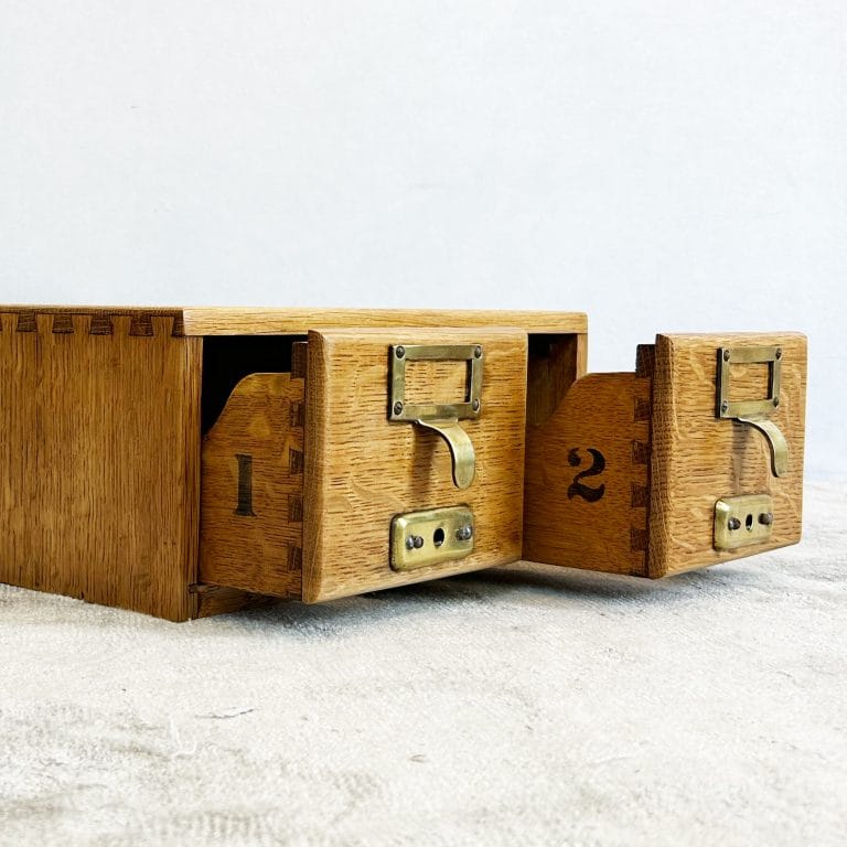Vintage Light Oak Double Index Drawers