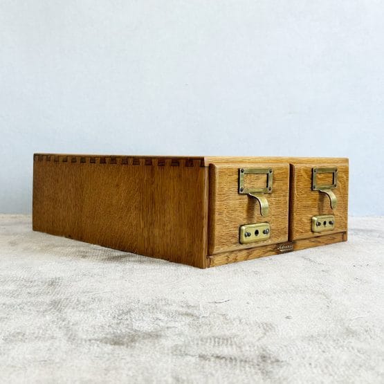 Vintage Light Oak Double Index Drawers